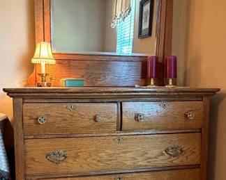 Tiger Oak Dresser with Mirror