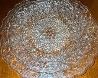 Indiana Glass Floral Clear Glass Platter