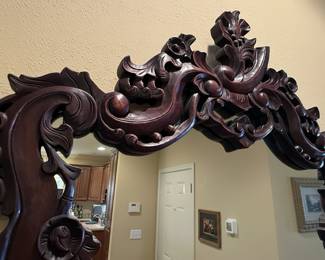 Rococo Style Hand-Carved Mahogany Wall Mirror