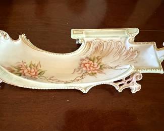 Victorian Style Porcelain Ashtray with Floral Motifs