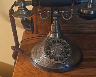 Victorian Style Brass Push-Button Desk Telephone