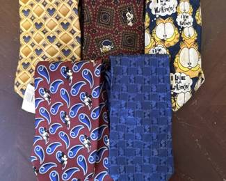 Disney and Garfield Character Neckties