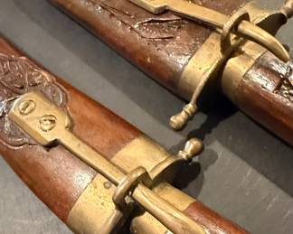 Indian Carved Wooden Handle Dagger Set