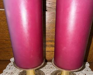 Elegance Collection Brass Pillar Candle Holders