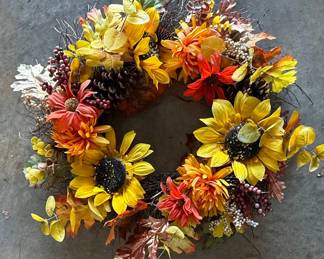 Sunflower and Fall Foliage Wreath