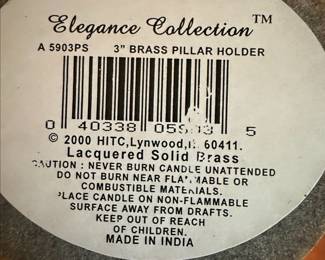Elegance Collection Brass Pillar Candle Holders