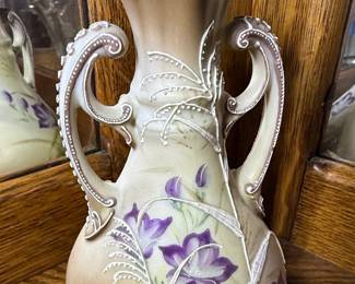Nippon Hand Painted Moriage Floral Vase