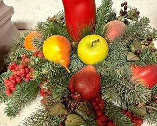 Artificial Fruit and Pine Christmas Candle Ring