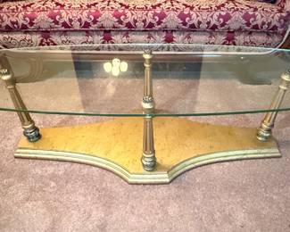 Hollywood Regency Style Brass and Glass Coffee Table