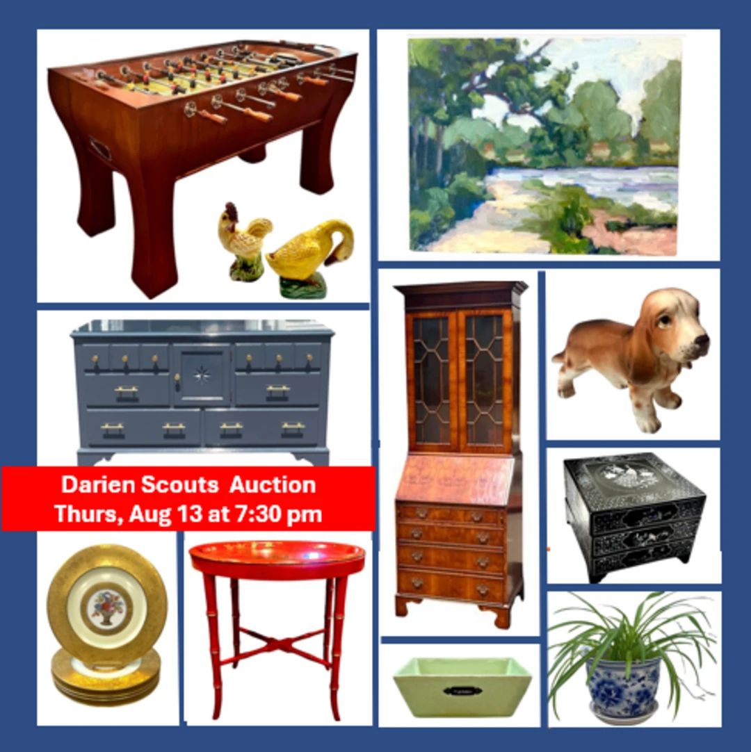 Charity Auction benefit Scouting programs in Darien, CT. Items generously donated by local residents - fine furniture, original art, fine china, housewares, and more.