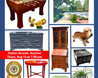 Charity Auction benefit Scouting programs in Darien, CT. Items generously donated by local residents - fine furniture, original art, fine china, housewares, and more.