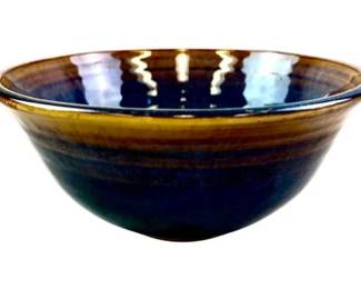 Ceramic Bowl With Swirl Blue And Brown Colors