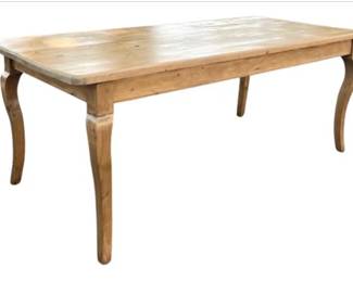 French Provincial Farmhouse Style Pine Table With Cabriole Legs