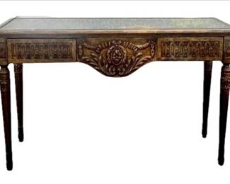 Lillian August Hand Carved Solid Wood Console With Granite Top And Ornate Design