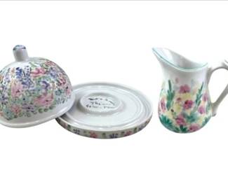 French Ceramic Butter Dish And Creamer By Tholance Saint Paul