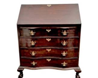Vintage Chippendale Style Slant Front Mahogany Desk - Interior Drawers & Cubbies - Signed JB VanSciver Co.