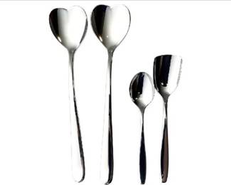 Alessi Inox Heart Spoons & WMF Germany Small Spoons - Stainless Steel