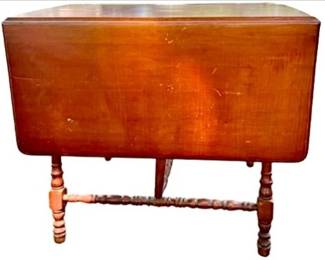 Gate Leg Drop Leaf Table In Walnut Finish & Turned Legs