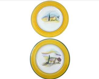 Set Of 2 Atelier Du Sage France Provincial Patio Pottery Plates