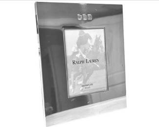 Ralph Lauren Silver Plate Easel Back Frame - Blue Velvet Backing
