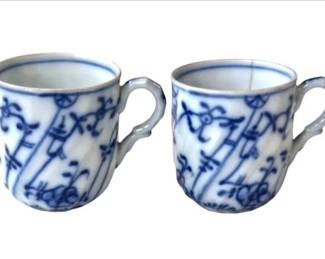 Antique Royal Tettau German Porcelain Demitasse Cups - 'Blue Onion'