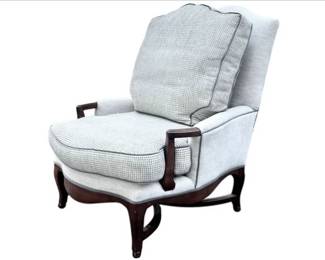 French Louis XV Style Bergère Chair With Upholstered Seats And Back Cushions