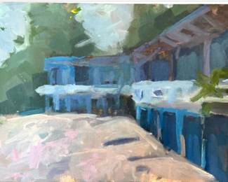 Acrylic Painting Of Tokeneke Club Cabanas, Darien CT