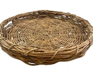 Large Round Wicker Grapevine Gathering Basket/Tray