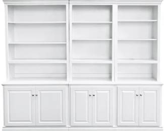 White Modular 3 Piece Bookcase With Adjustable Shelves And Cabinet Storage Space