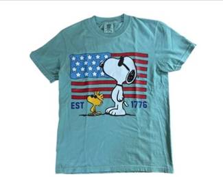 New! America 250 Peanuts Celebratory T-Shirt - Snoopy And Woodstock - Small