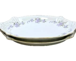 Two Vintage Westfalische Porzellan-u. Glas-Niederlage Dortmund Floral Oval Serving Dishes