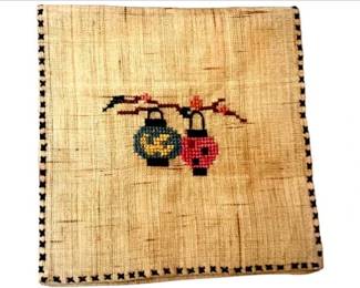 Vintage Hand Stitched Petit Point Linen Flap Closure Needle Book Storage Pocket