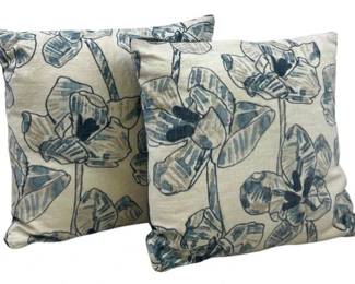 Pair Of Two Contemporary Floral Print Graphic Throw Pillows
