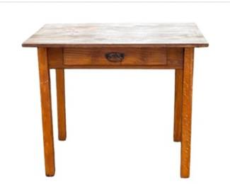 Vintage Wooden Desk With Single Drawer And Simple Square Legs