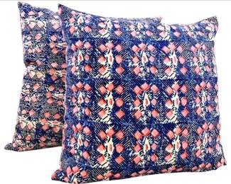 John Robshaw Blue And Pink Patterned Dayadi Pillow