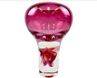 Mack V. Delisle Signed Paperweight Art Glass Bud Vase
