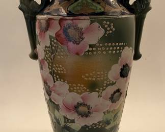 Antique Nippon Moriage Floral Vase