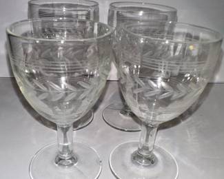 Anchor Hocking Banded Laurel Etched Stemware