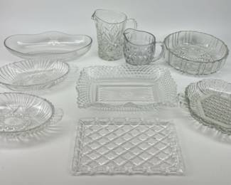 Vintage Pressed Glass Serving Pieces in Assorted Patterns