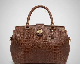 Brahmin Croc Embossed Leather Handbag