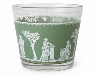 Jeannette Glass Hellenic Style Ice Bucket with Gold Rim