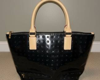 Arcadia Black Patent Leather Top Handle Handbag Made in Italy