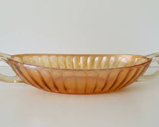 Marigold Glass Handled Oval Relish/Candy Dish