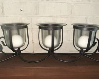 Wrought Iron Triple Votive Candle Holder