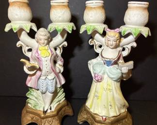 Occupied Japan Porcelain Figural Candelabra