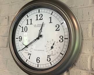La Crosse Technology WT-3181PL Radio Controlled Indoor/Outdoor Wall Clock with Thermometer and Hygrometer