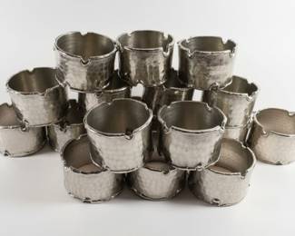 Hammered Silver Plate Napkin Ring Set