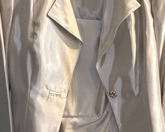 JS Collections Champagne Satin Skirt Suit