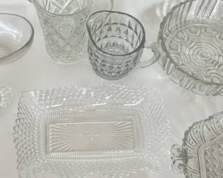 Vintage Pressed Glass Serving Pieces in Assorted Patterns