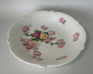 German Porcelain Rose Pattern Serving Bowl Style